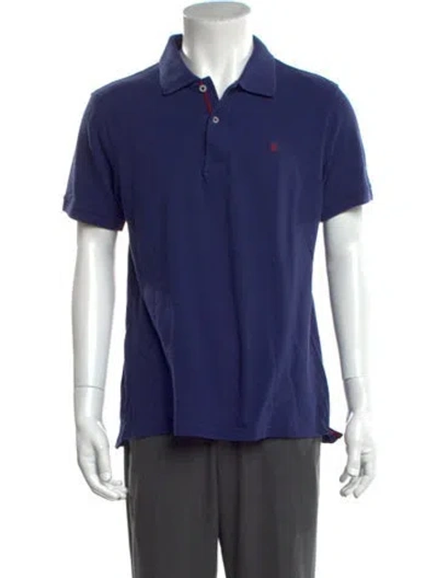 Pre-owned Carolina Herrera Collar Short Sleeve Polo Shirt In Blue