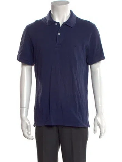 Pre-owned Carolina Herrera Collar Short Sleeve Polo Shirt In Blue