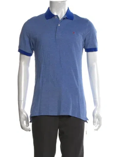 Pre-owned Carolina Herrera Collar Short Sleeve Polo Shirt In Blue
