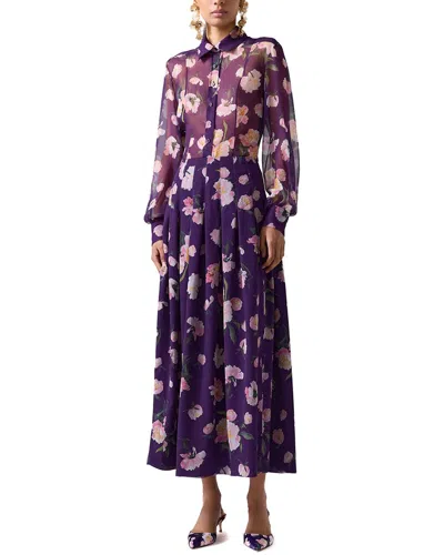 Carolina Herrera Collared Button-down Silk Top In Purple