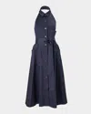 Carolina Herrera Collared Button-front Halter Midi Dress