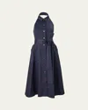 Carolina Herrera Collared Button-front Halter Midi Dress