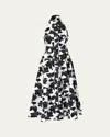 Carolina Herrera Collared Halter Button-front Midi Dress In Whiteblack