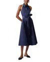 Carolina Herrera Collared Halter Midi Dress In Midnight