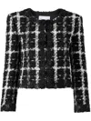Carolina Herrera Collarless Tweed Jacket In Black