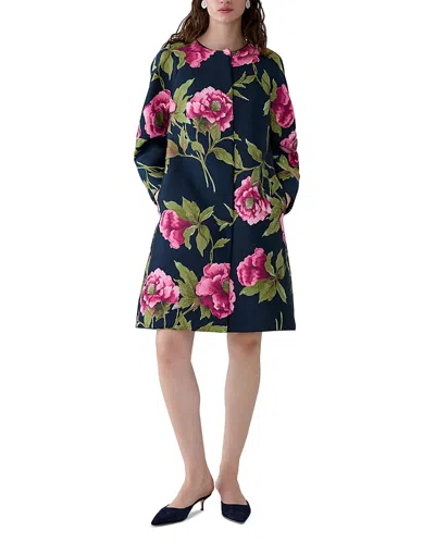 Carolina Herrera Collarless Cocoon Coat In Multi