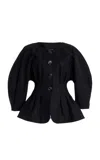Carolina Herrera Collarless Cotton Jacket In Black