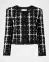 Carolina Herrera Collarless Tweed Jacket In Blackwhite
