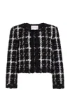 Carolina Herrera Collarless Tweed Jacket In Black/white