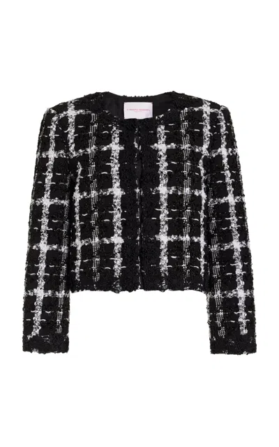 CAROLINA HERRERA COLLARLESS TWEED JACKET