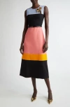 Carolina Herrera Colorblocked Wool-blend Midi Dress In Black Multi