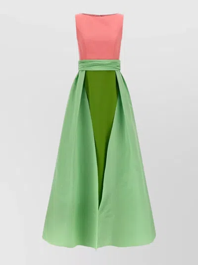 Carolina Herrera Color Block Sleeveless Floor Length Dress In Green