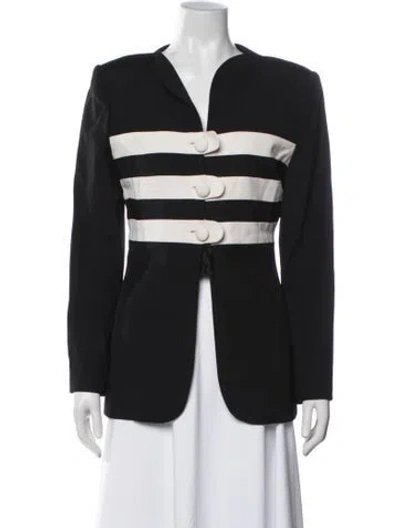 Pre-owned Carolina Herrera Colorblock Pattern Blazer In Black