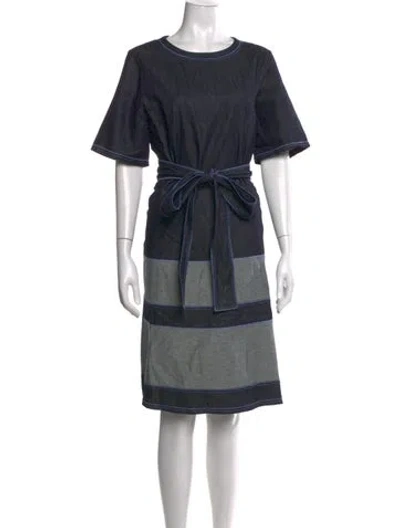 Pre-owned Carolina Herrera Colorblock Pattern Knee-length Dress In Blue