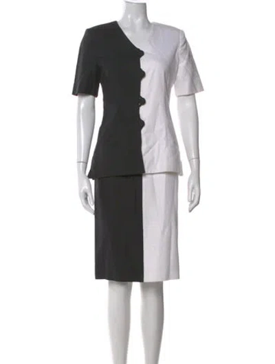 Pre-owned Carolina Herrera Colorblock Pattern Knee-length Dress In Gray