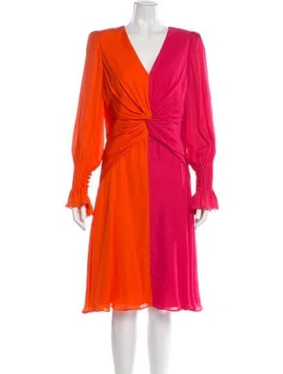 Pre-owned Carolina Herrera Colorblock Pattern Knee-length Dress In Orange