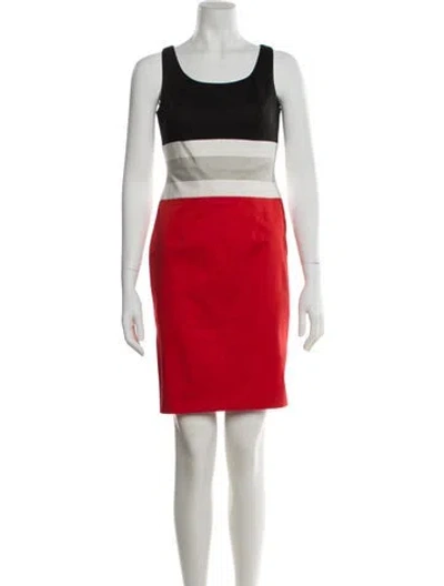 Pre-owned Carolina Herrera Colorblock Pattern Mini Dress In Black