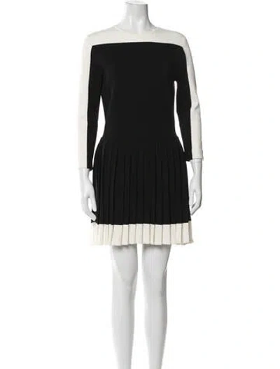 Pre-owned Carolina Herrera Colorblock Pattern Mini Dress In Black/white