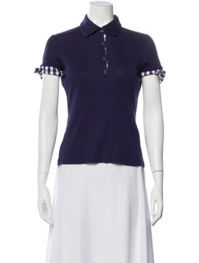 Pre-owned Carolina Herrera Colorblock Pattern Short Sleeve Polo In Purple