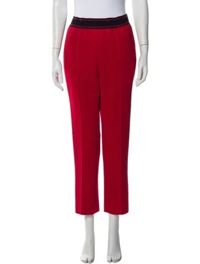 Pre-owned Carolina Herrera Colorblock Pattern Straight Leg Pants In Red
