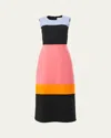 Carolina Herrera Colorblocked Wool-blend Midi Dress In Multi-color