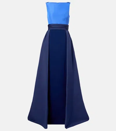 Carolina Herrera Colorblocked Silk Faille Gown In Blue