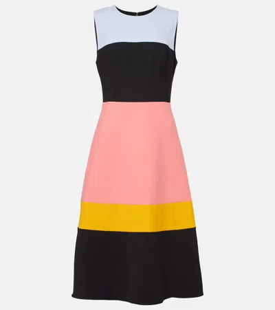 Carolina Herrera Colourblocked Wool-blend Midi Dress In Multicoloured