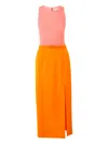 Carolina Herrera Colourblock-design Belted Midi Dress In Orange