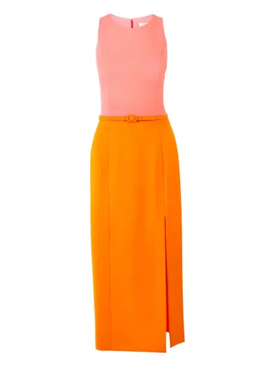 CAROLINA HERRERA COLOURBLOCK-DESIGN BELTED MIDI DRESS