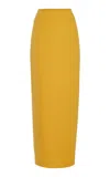Carolina Herrera Column Bi-stretch Wool Tailored Maxi Skirt In Yellow