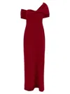 Carolina Herrera Off-shoulder Floor-length Draped Dress In Red