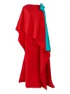 Carolina Herrera Column Gown With Cape In Red