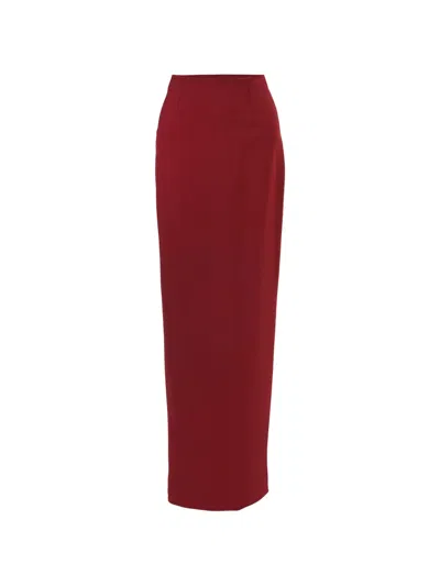 Carolina Herrera Floor-length Bi-stretch Wool Tailored Pencil Skirt In Red