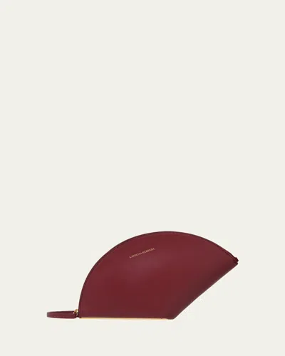 Carolina Herrera Consuelo Fan-shaped Leather Clutch Bag In Burgundy