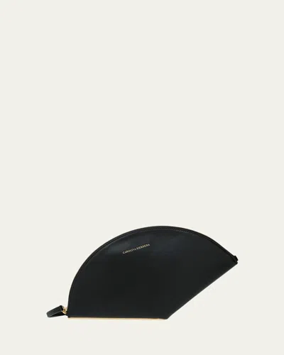 Carolina Herrera Consuelo Fan-shaped Leather Clutch Bag In Purple