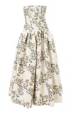 Carolina Herrera Corseted Lurex Trellis Jacquard Tea-length Dress In Multi