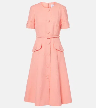 Carolina Herrera Cotton And Linen-blend Midi Dress In Pink