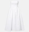 Carolina Herrera Strapless Brocade Midi Dress In White