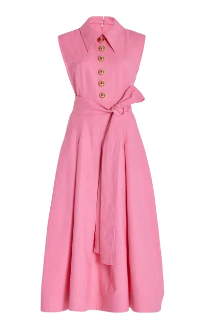 Carolina Herrera Cotton-blend Midi Shirt Dress In Pink