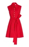 Carolina Herrera Cotton-blend Mini Shirt Dress In Red