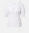 Carolina Herrera Cotton-blend Wrap Top