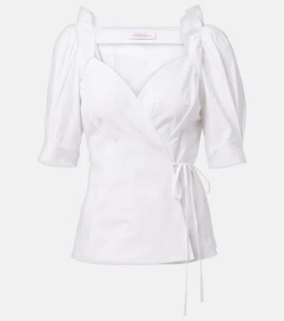 Carolina Herrera Cotton-blend Wrap Top In White
