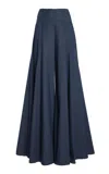 Carolina Herrera Cotton Chambray Palazzo Pants In Navy