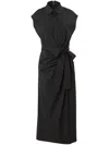 Carolina Herrera Sash-detailed Cotton Poplin Midi Wrap Dress In Black