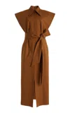 Carolina Herrera Cotton Midi Shirt Dress In Brown