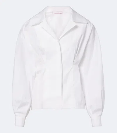 Carolina Herrera Cotton-blend Poplin Shirt In White