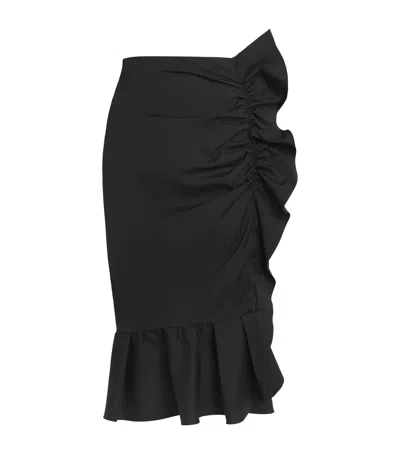 Carolina Herrera Cotton-blend Ruffle Midi Skirt In Black