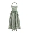 Carolina Herrera Cotton-blend Stripe Halterneck Midi Dress In Green