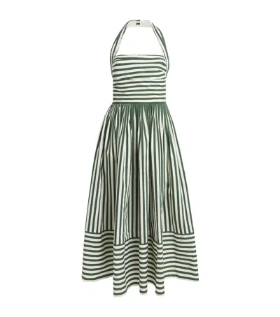 Carolina Herrera Cotton-blend Stripe Halterneck Midi Dress In Green