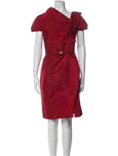 Pre-owned Carolina Herrera Cowl Neck Knee-length Dress In Red